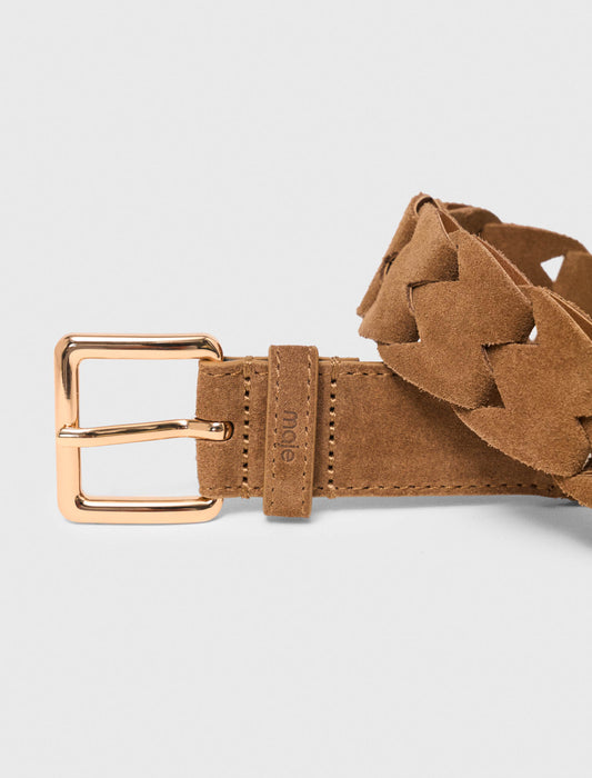 Braided suede belt Camel