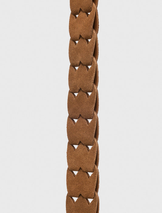 Braided suede belt Camel