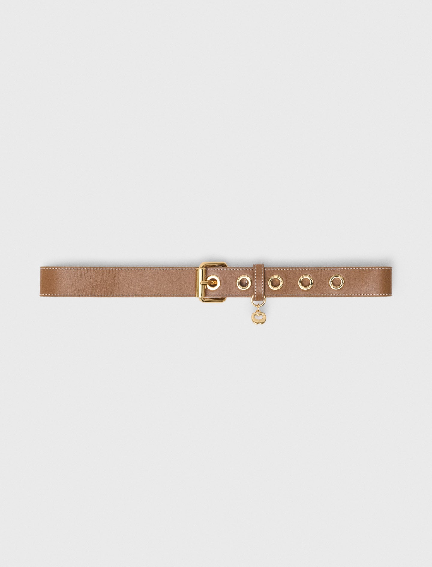 Leather belt with eyelets Moka