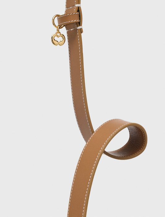 Leather belt with eyelets Moka