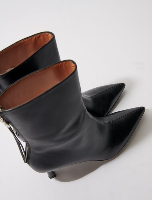 Black-leather ankle boots