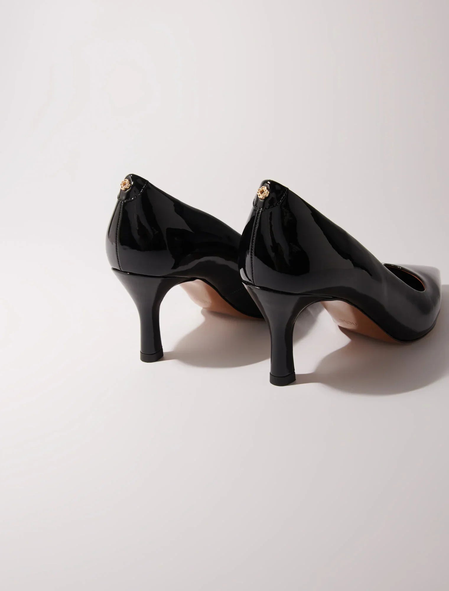 Black  -Leather pumps with pointed toes