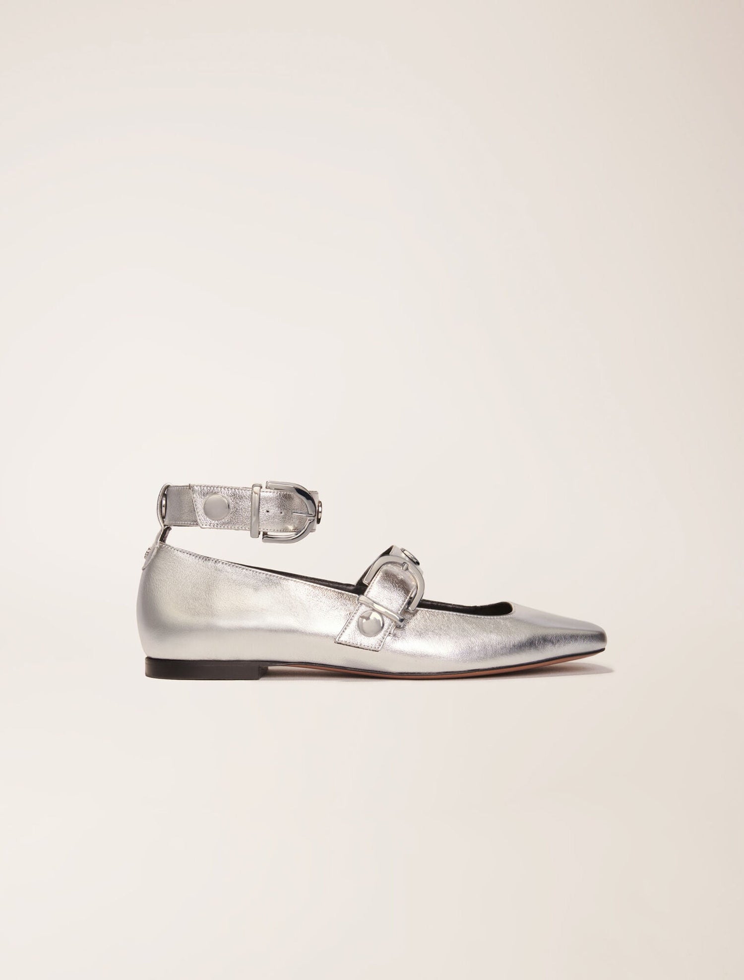 Silver-featured-Metallic leather mary janes