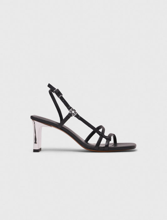 Strappy sandals with metallic heel Black