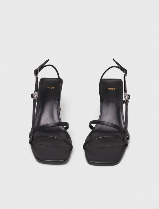 Strappy sandals with metallic heel Black