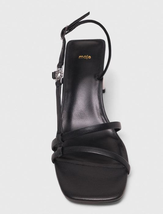 Strappy sandals with metallic heel Black