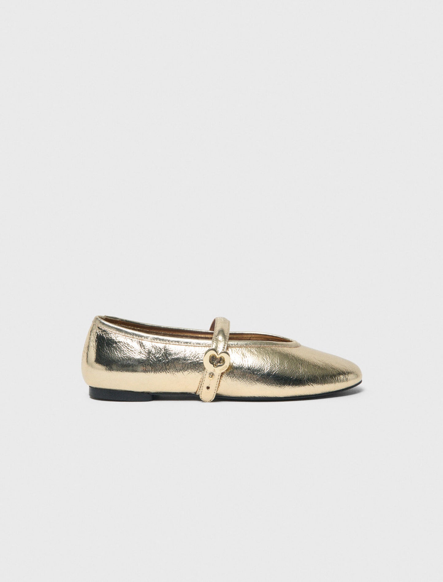 Metallic Leather Ballet Flats Light Gold