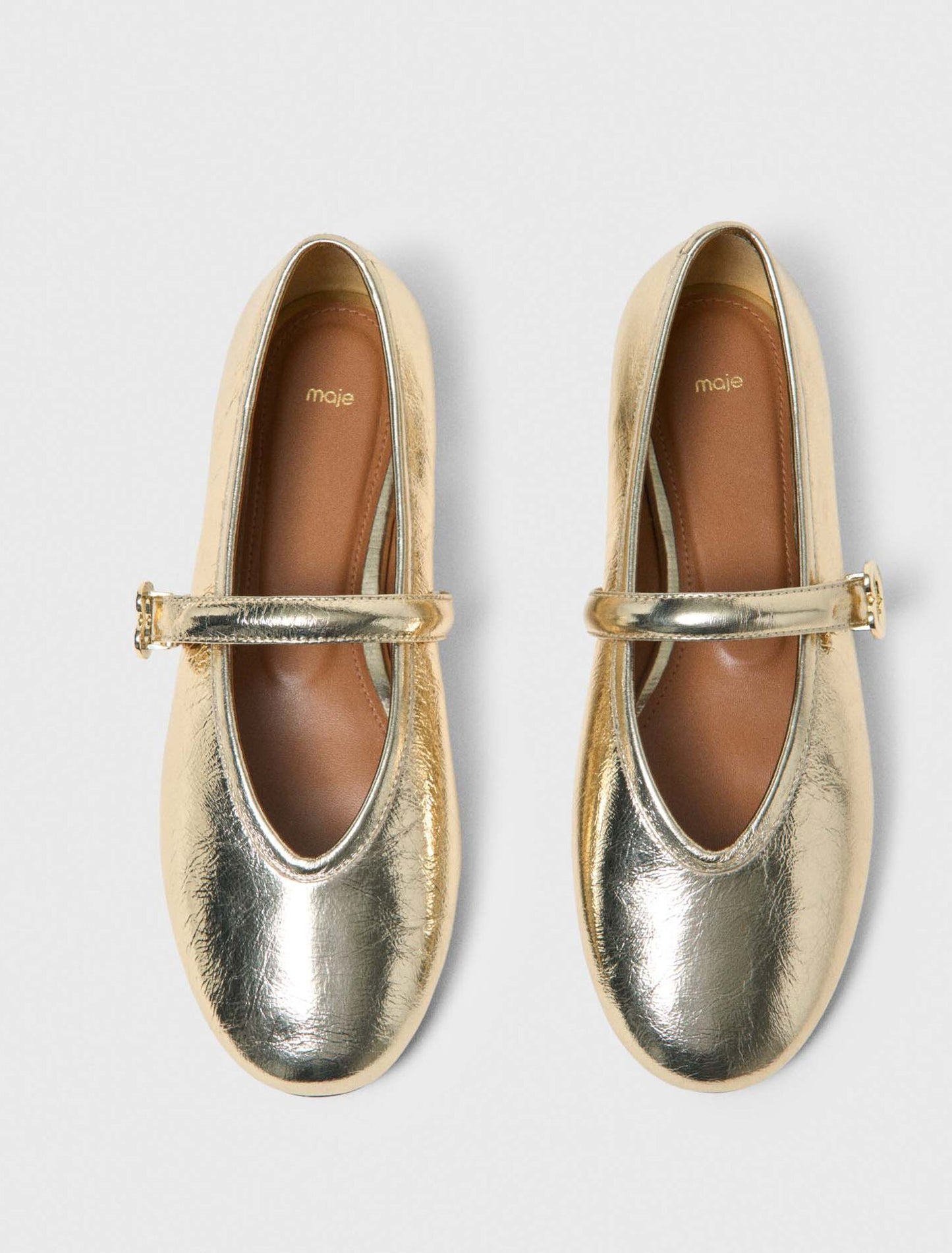 Metallic Leather Ballet Flats Light Gold
