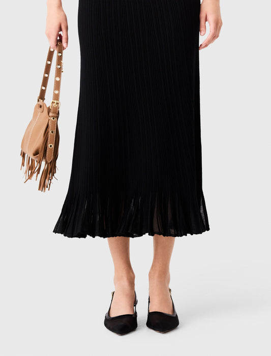 Leather and mesh slingbacks Black