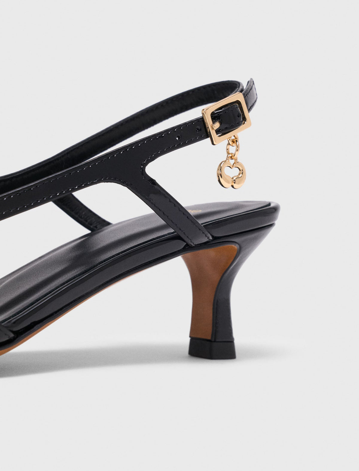 Leather and mesh slingbacks Black