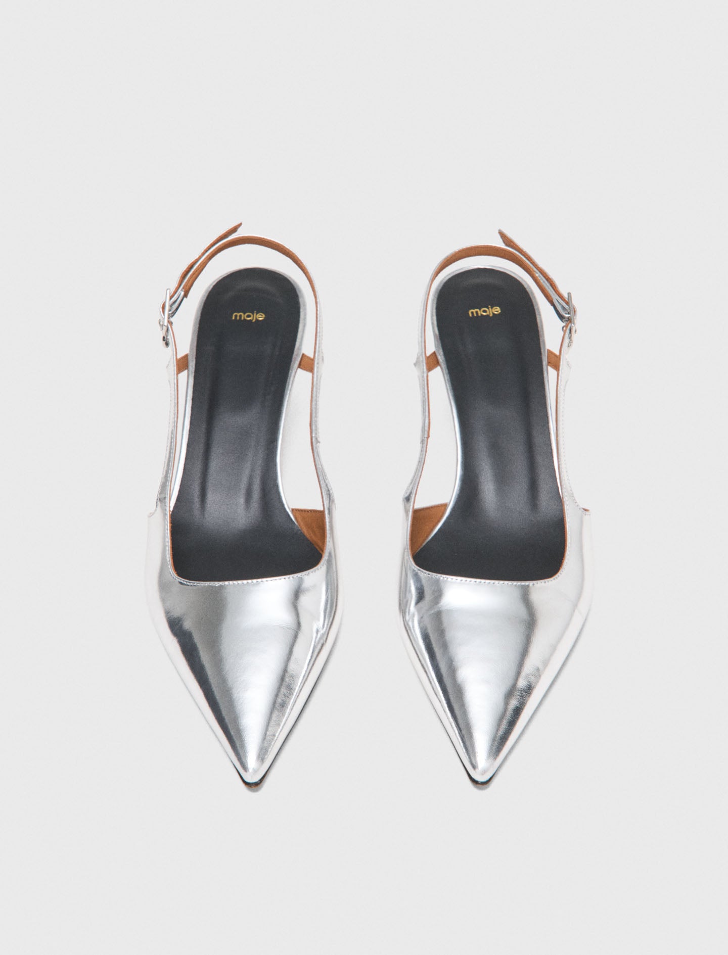 Silver leather strappy heels Silvery