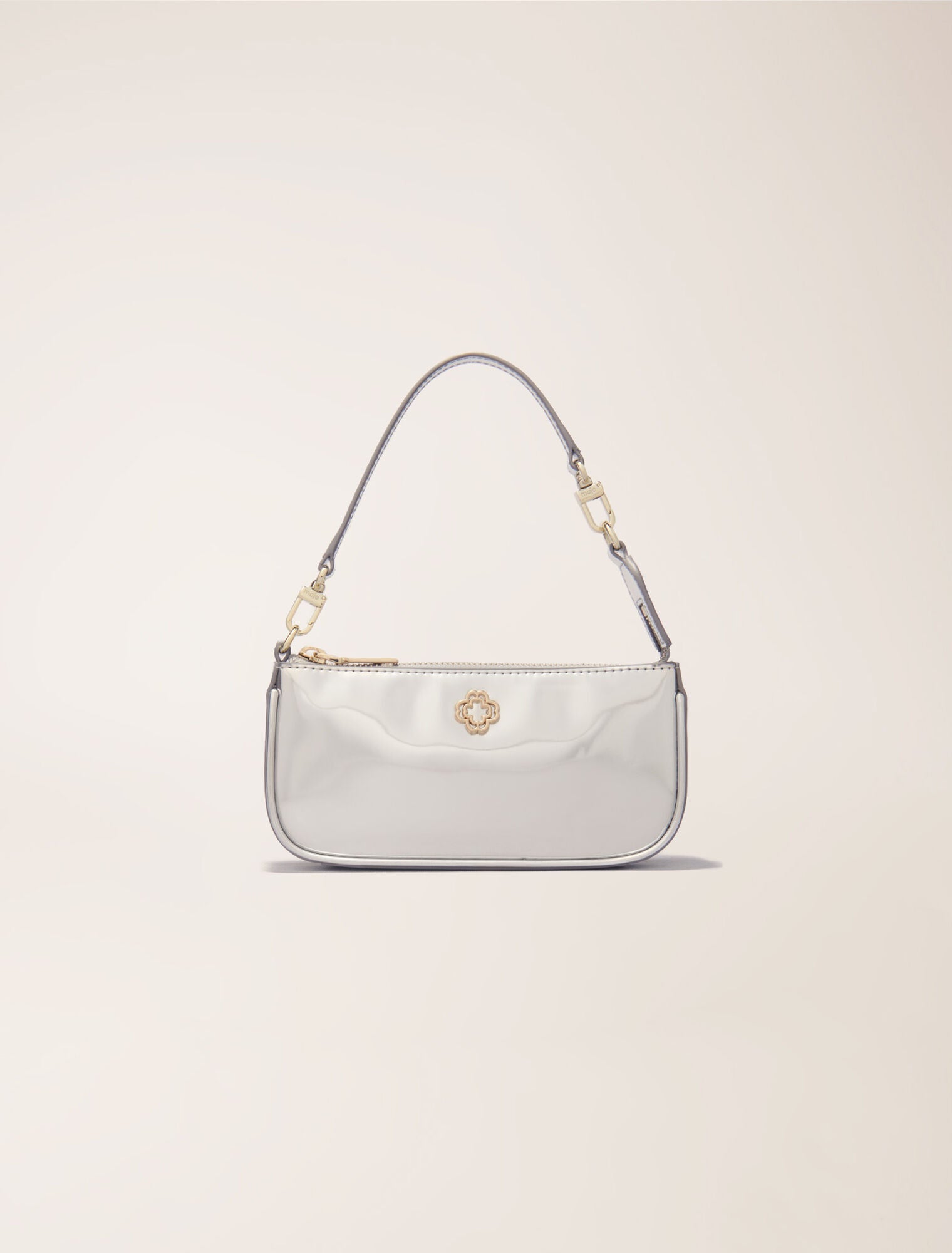 Silver-Mirrored leather sarah pouch