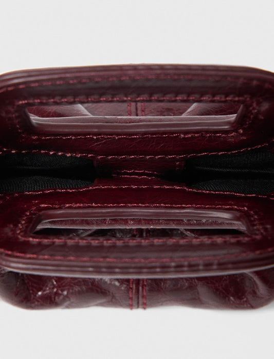 Crackled leather mini clutch Burgundy