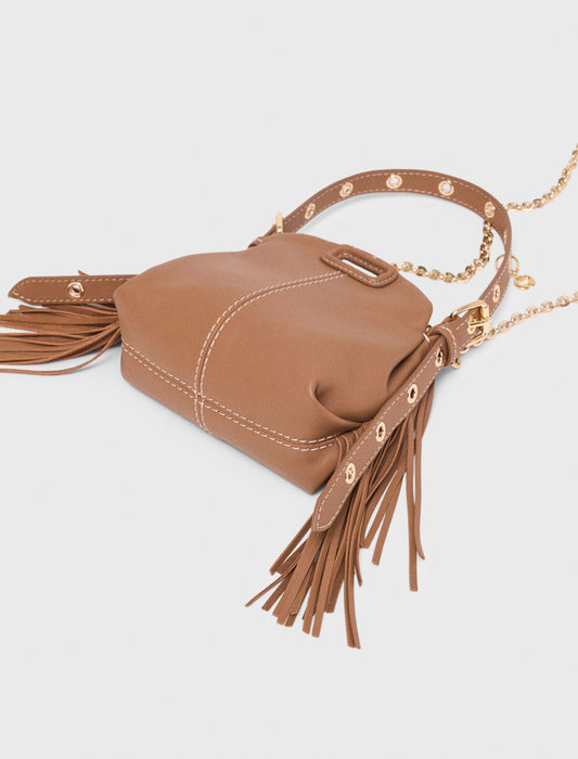 Miss M micro stitched leather bag Moka