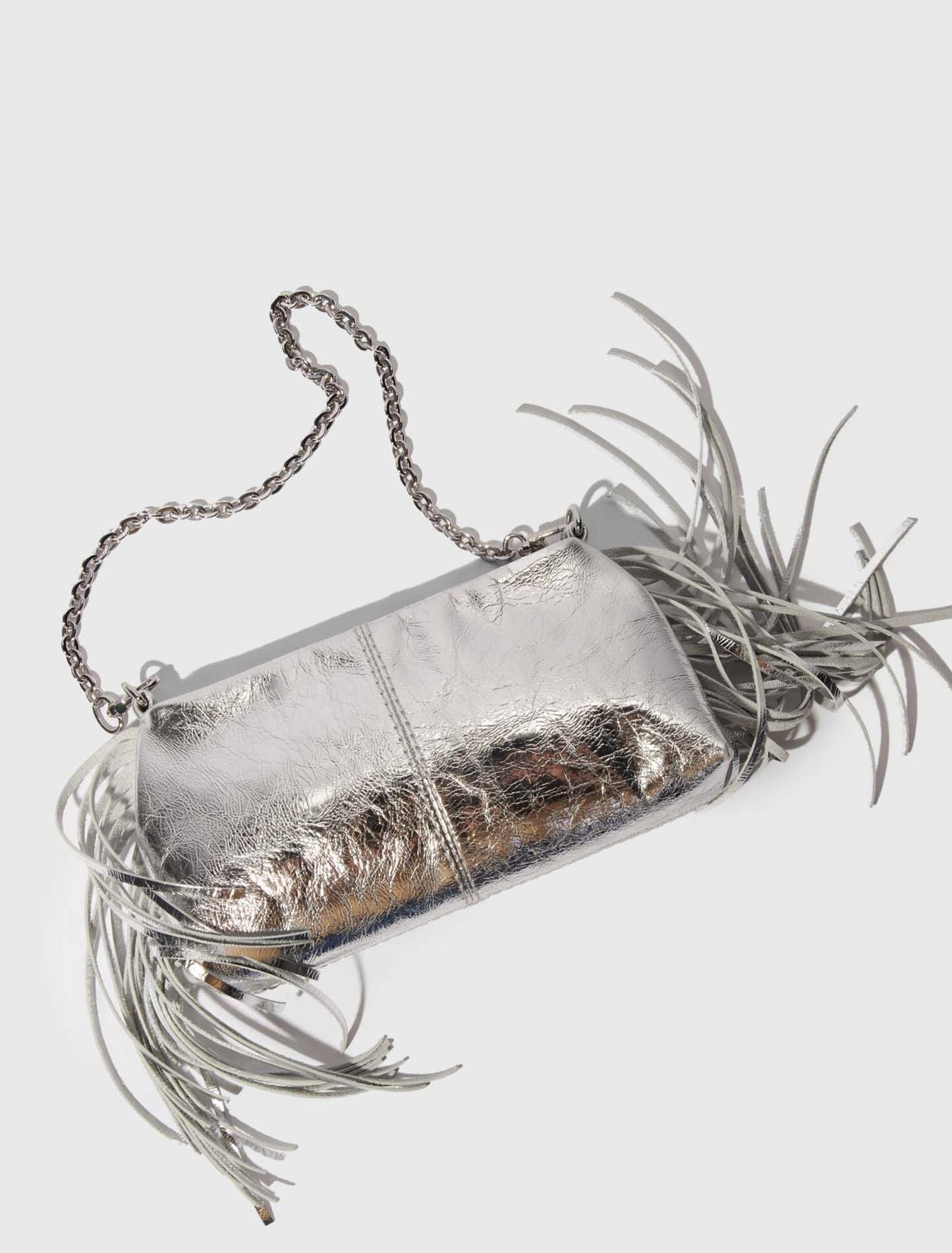 Miss M leather clutch bag Silvery