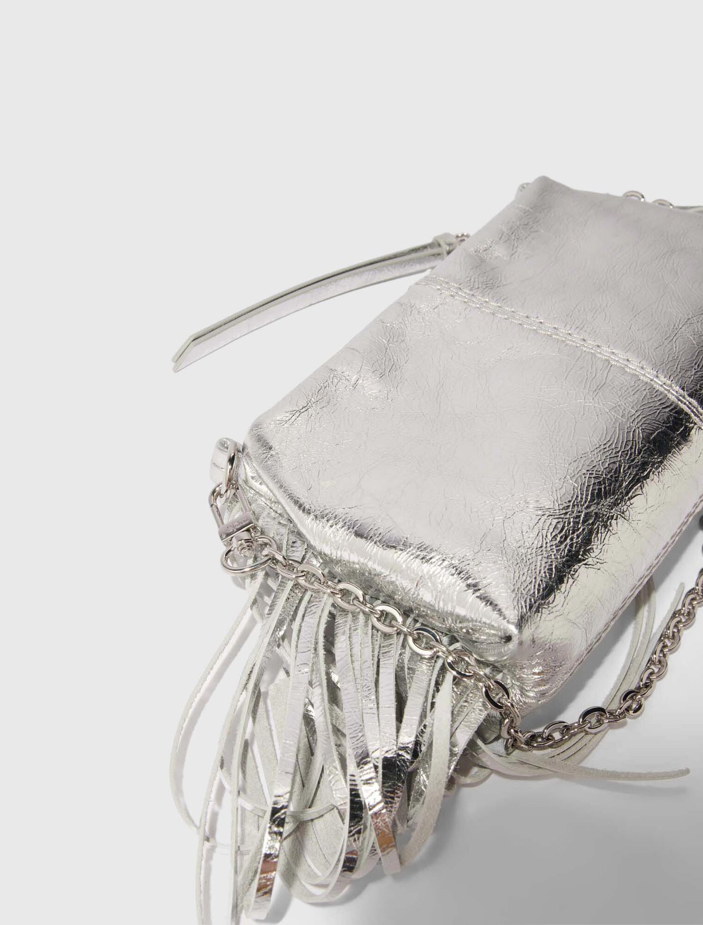 Miss M leather clutch bag Silvery