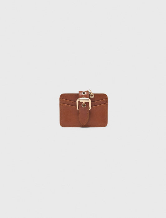 Miss M plain leather cardholder Tobacco
