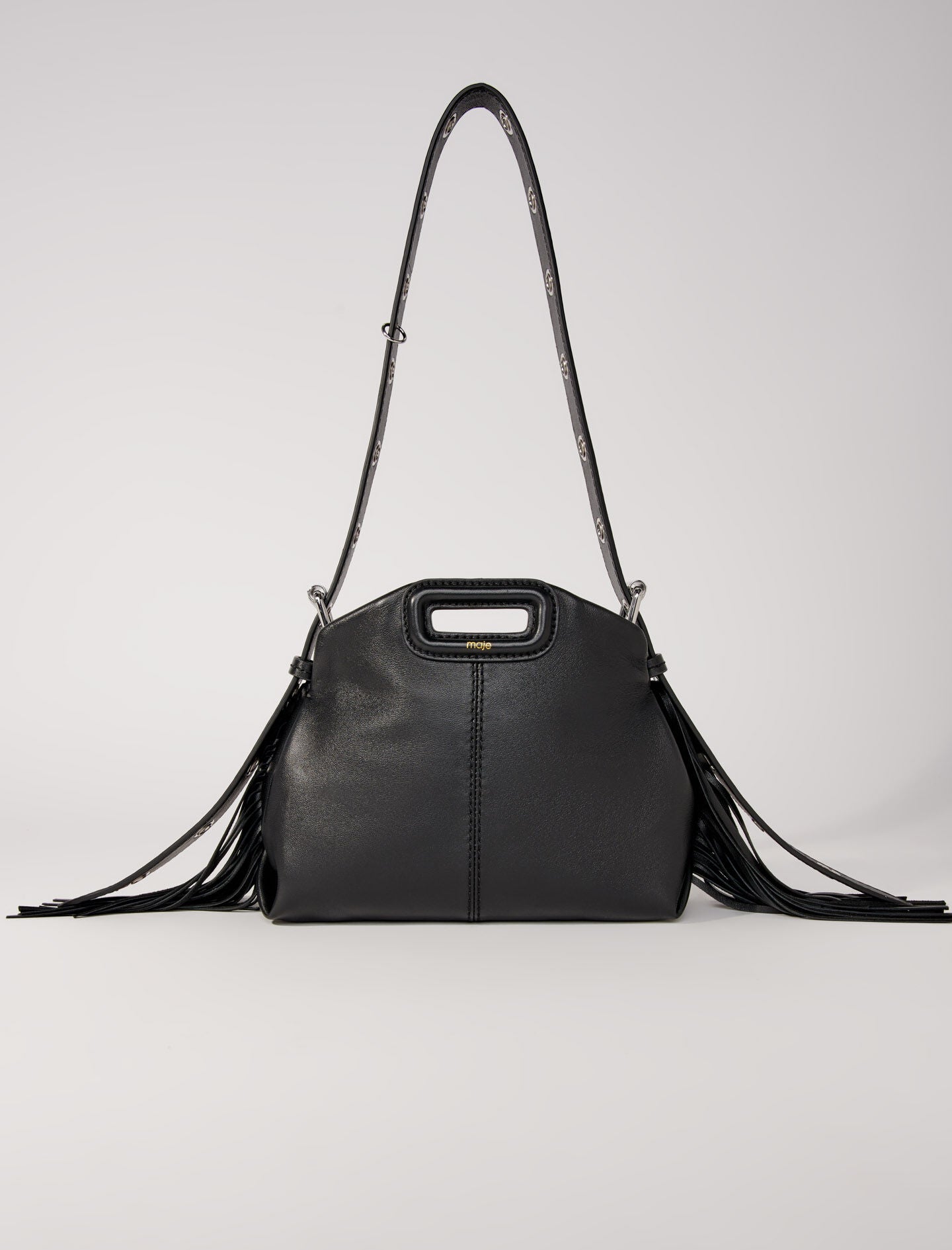 Black featured-smooth leather mini miss m bag