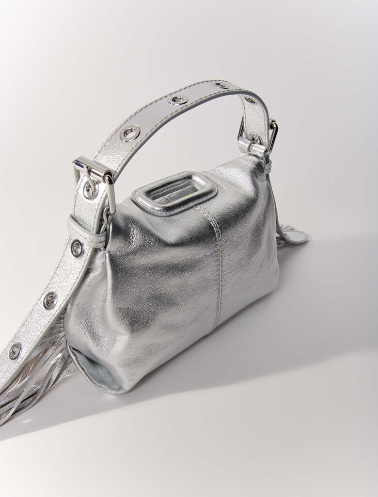Silver  -Metallic Leather Mini Miss M Bag