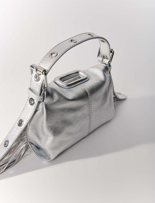 Silver  -Metallic Leather Mini Miss M Bag