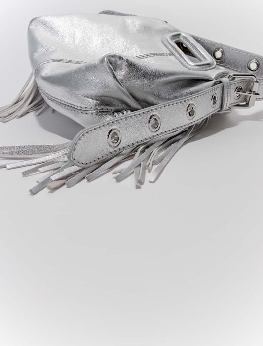 Silver metallic clearance leather crossbody bag