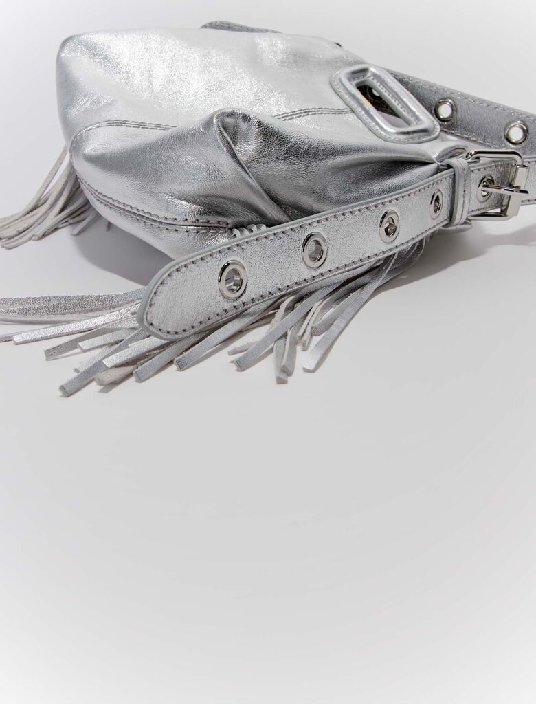 Silver  -Metallic Leather Mini Miss M Bag