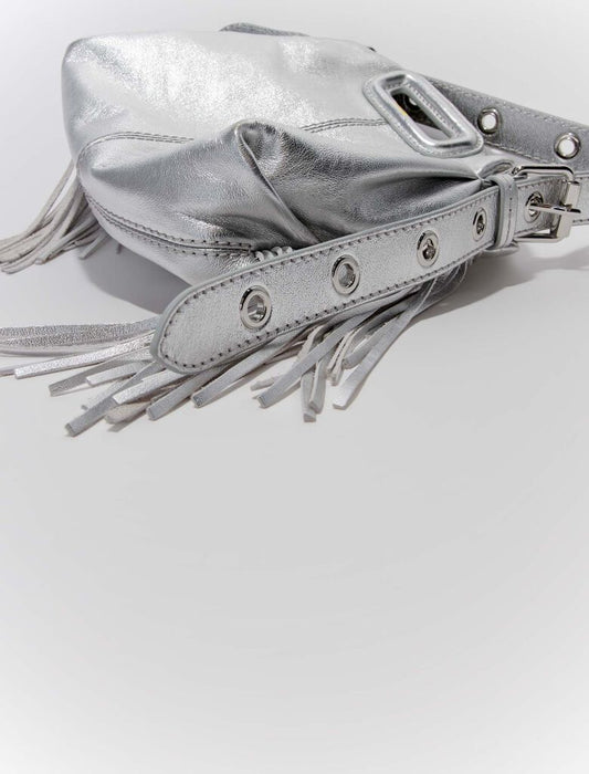 Silver  -Metallic Leather Mini Miss M Bag