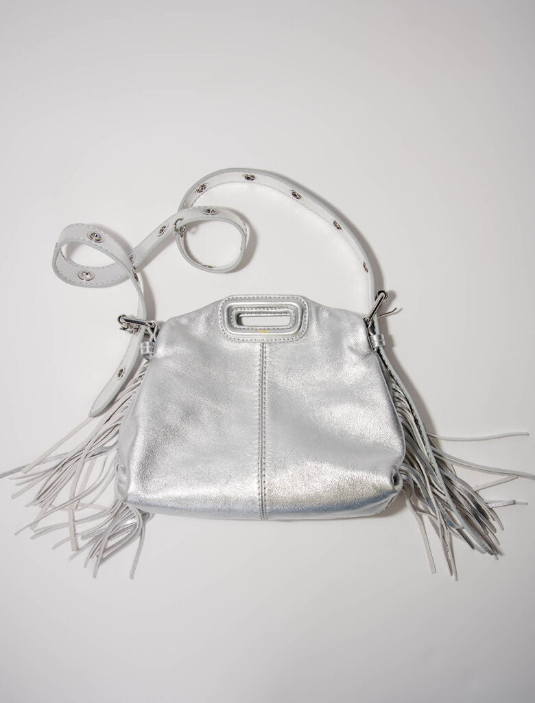 Silver  -Metallic Leather Mini Miss M Bag