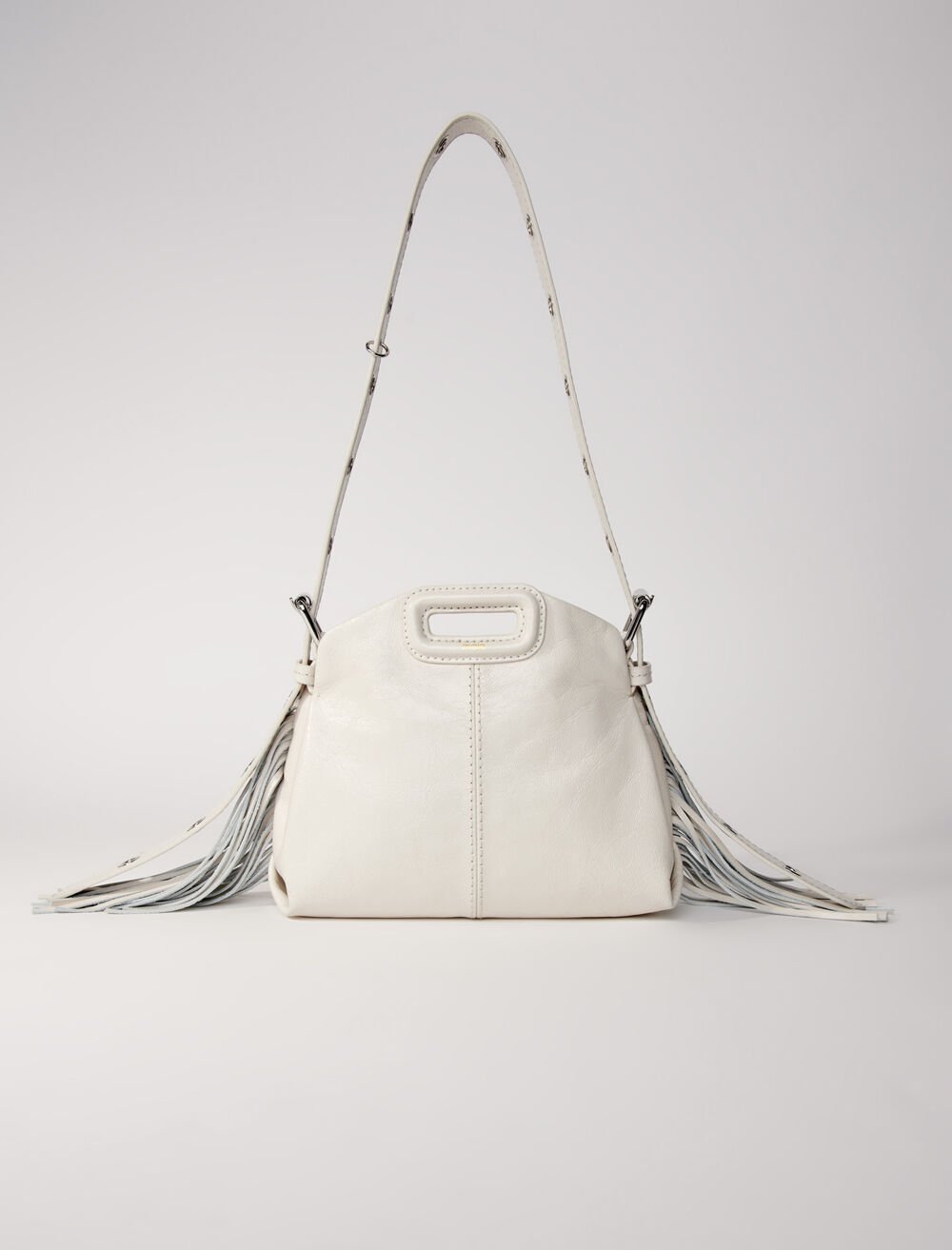 White featured CRACKLE LEATHER MINI MISS M BAG