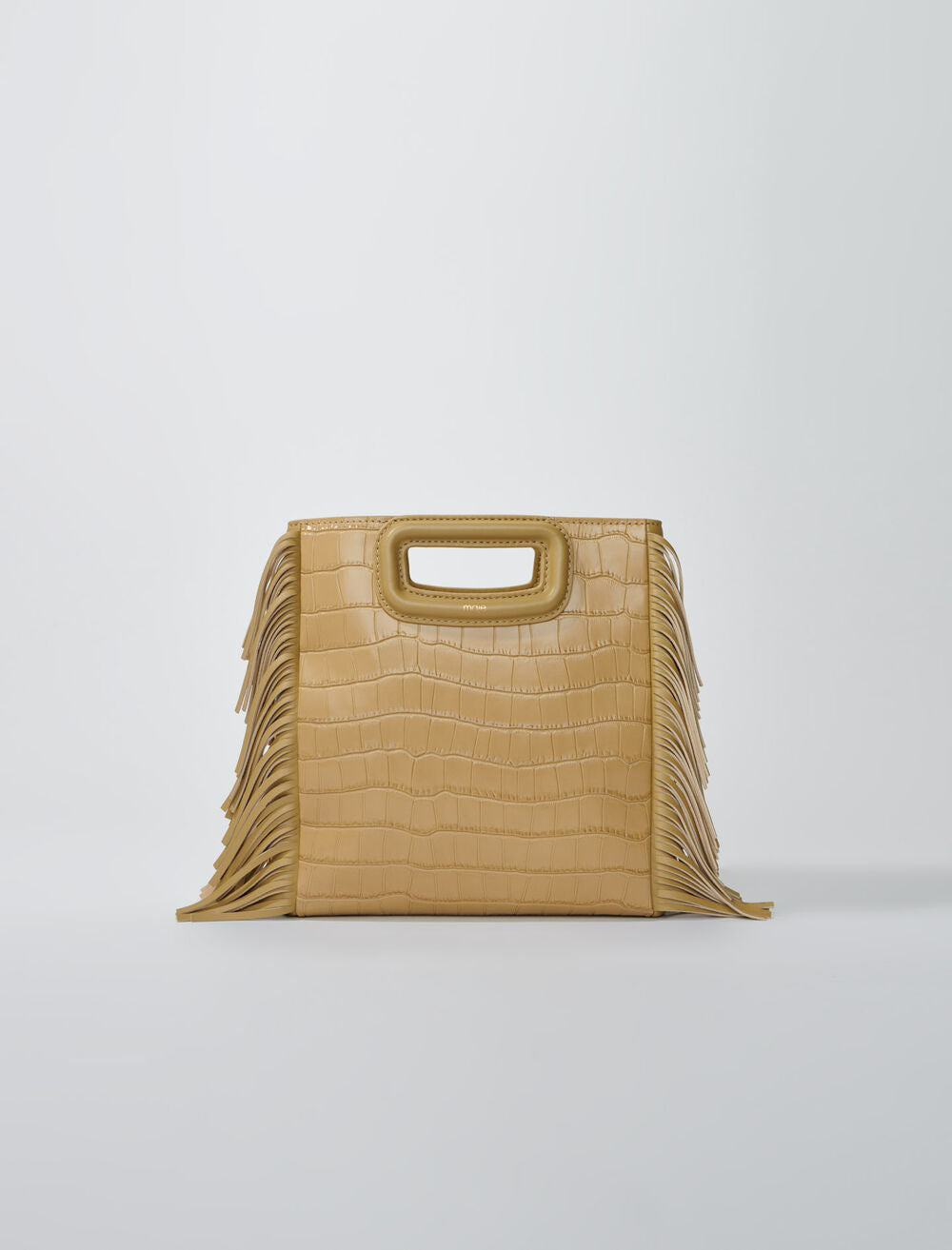 Beige-featured-Fringed leather M bag