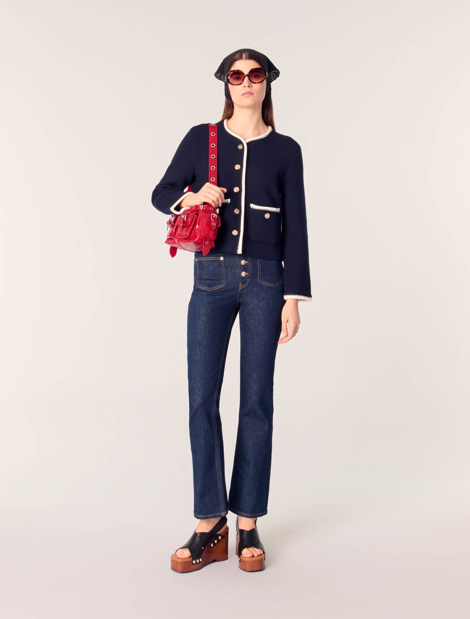Red-Miss m mini pockets leather bag
