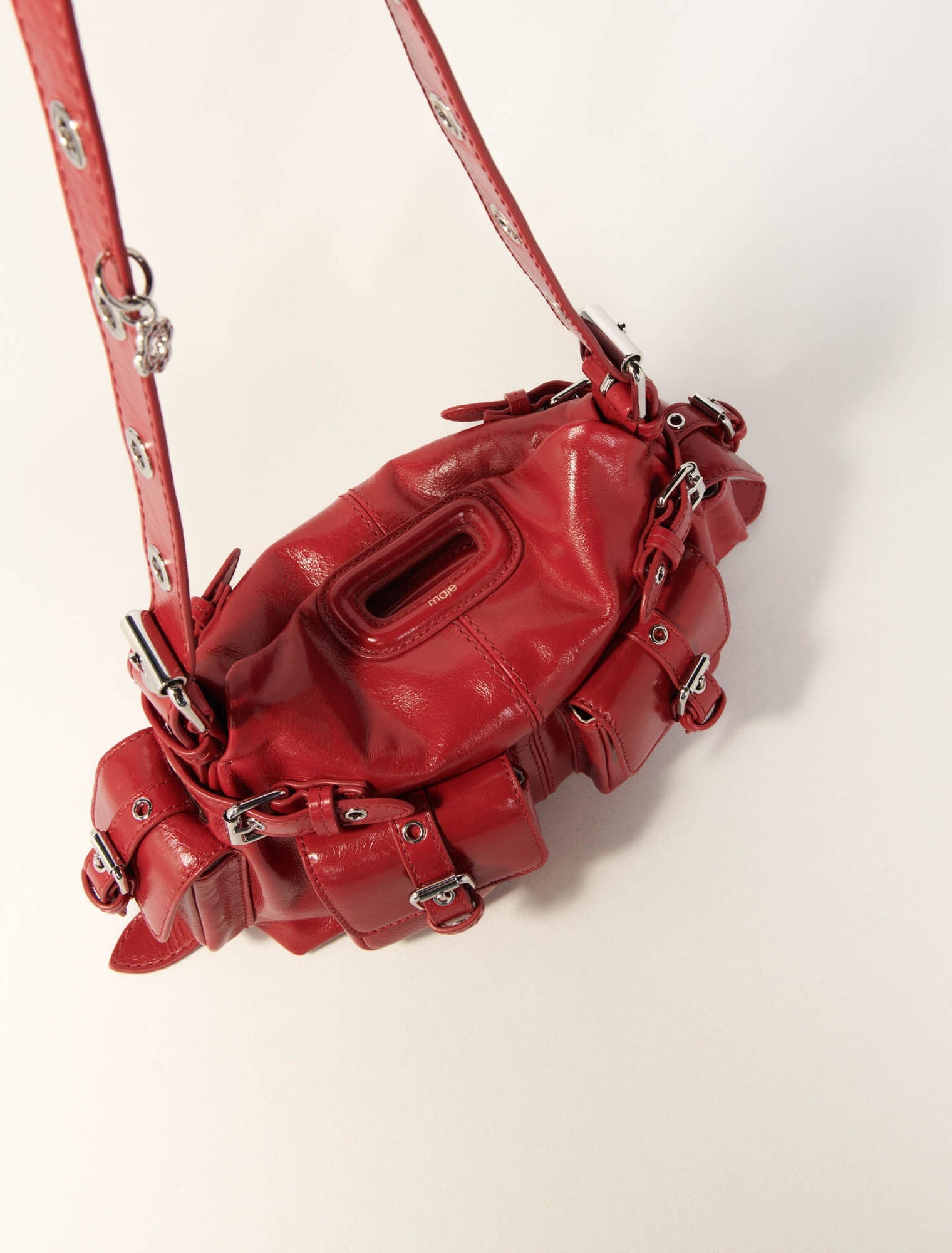 Red-Miss m mini pockets leather bag