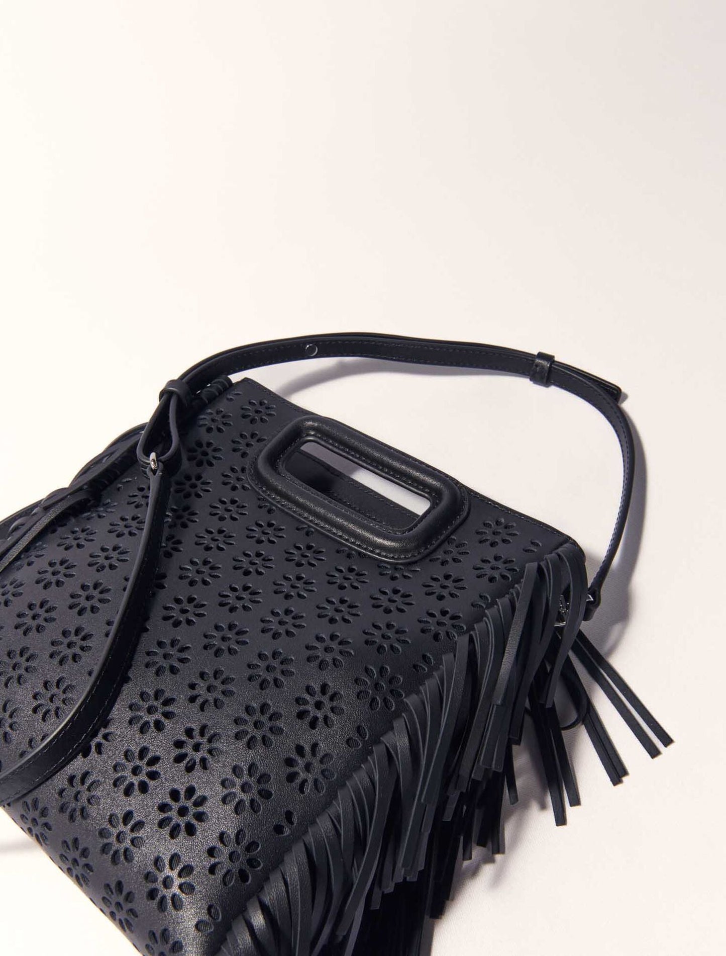 Black-Perforated Leather M Bag