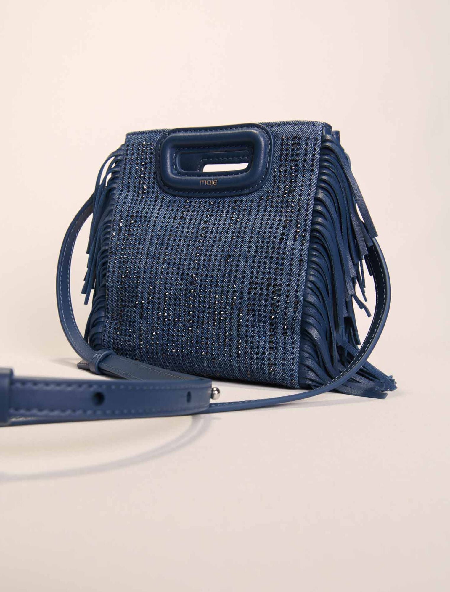 Blue-Rhinestone denim M Mini bag