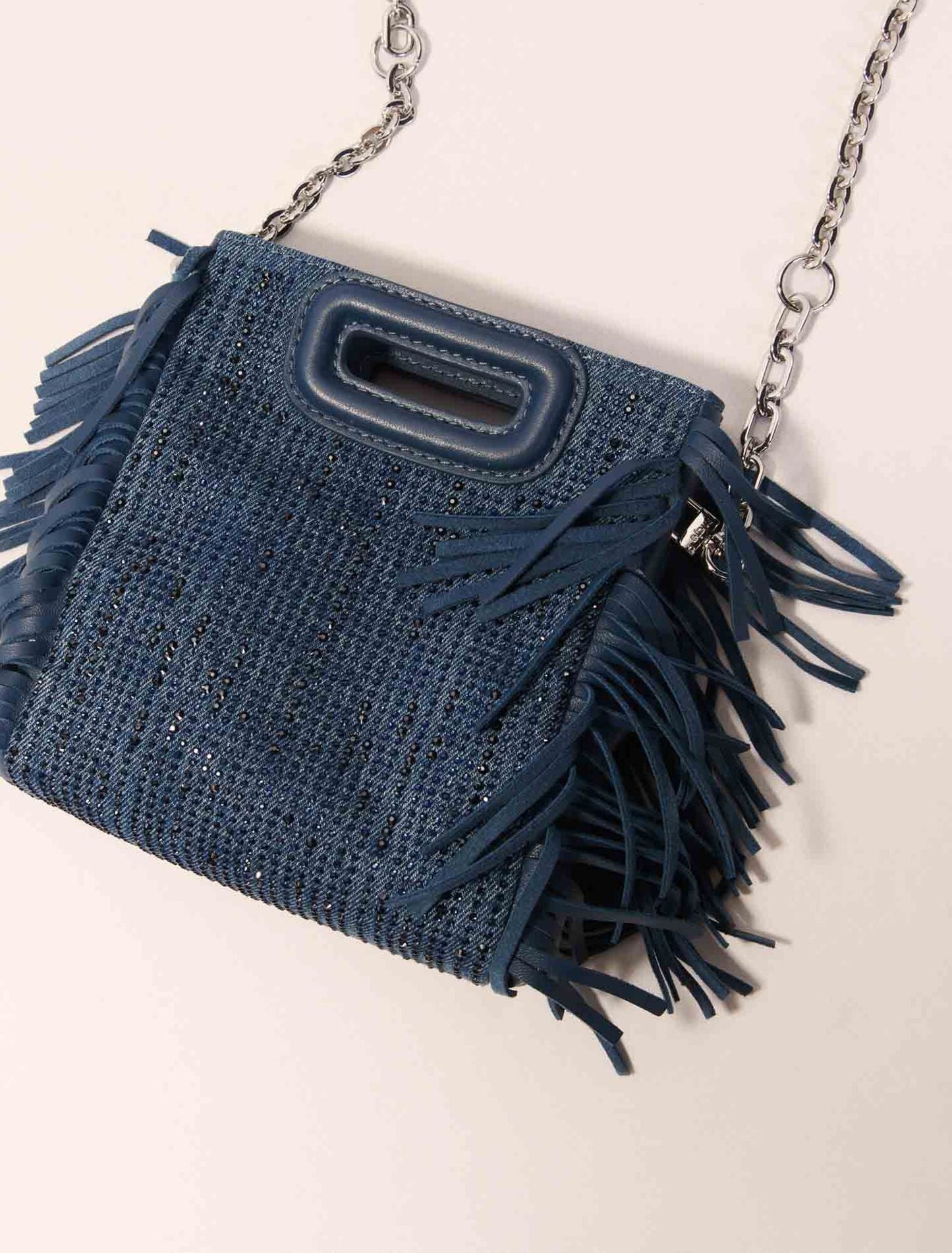 Blue-Rhinestone denim M Mini bag