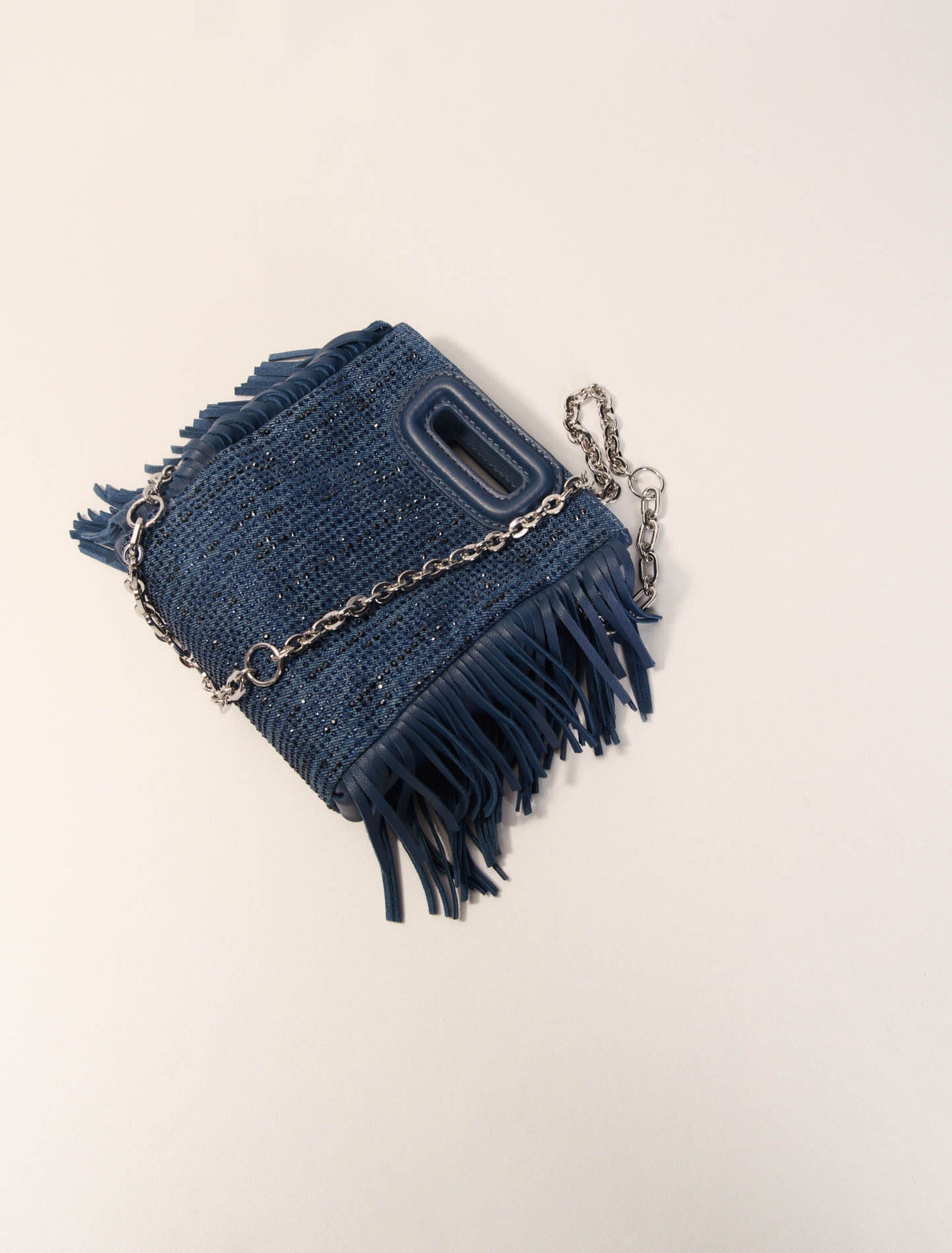 Blue-Rhinestone denim M Mini bag