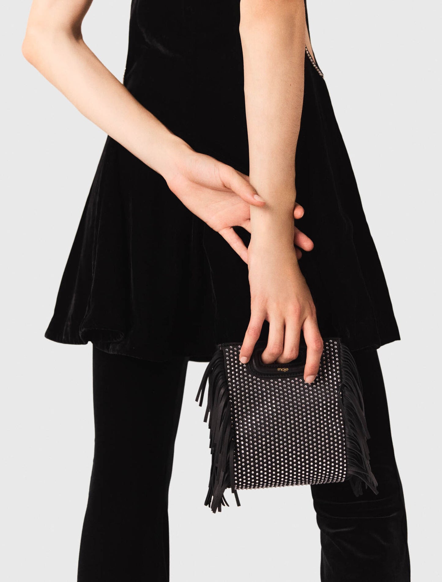 Rhinestone M mini bag Black