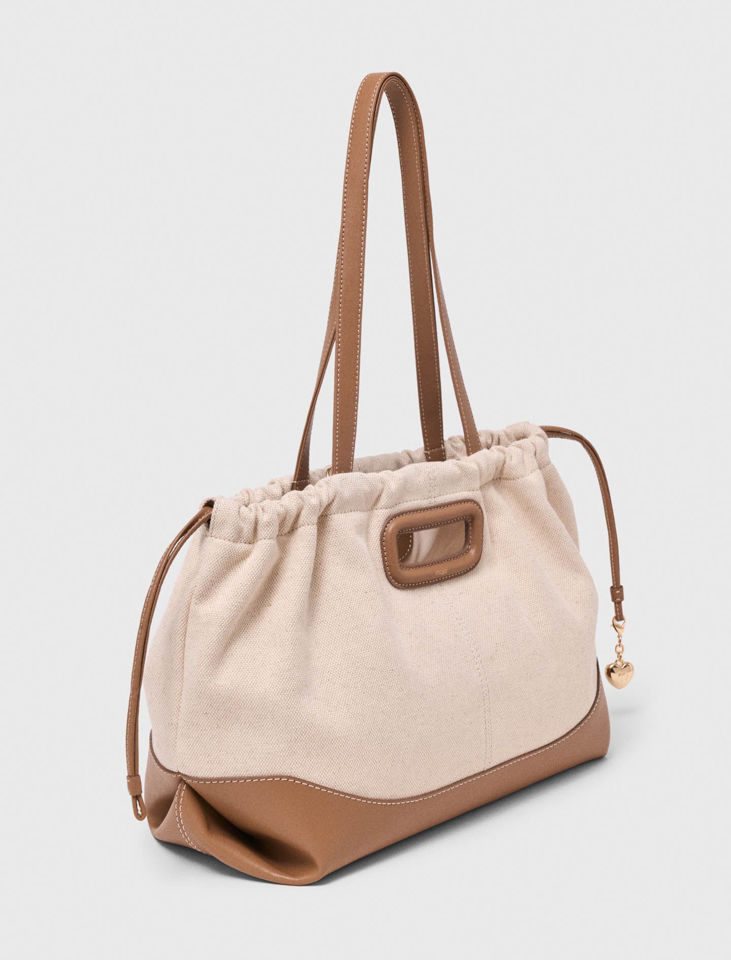 Milpli canvas and leather tote bag Moka/White
