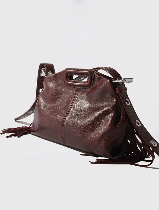 Miss M mini cracked leather bag Burgundy
