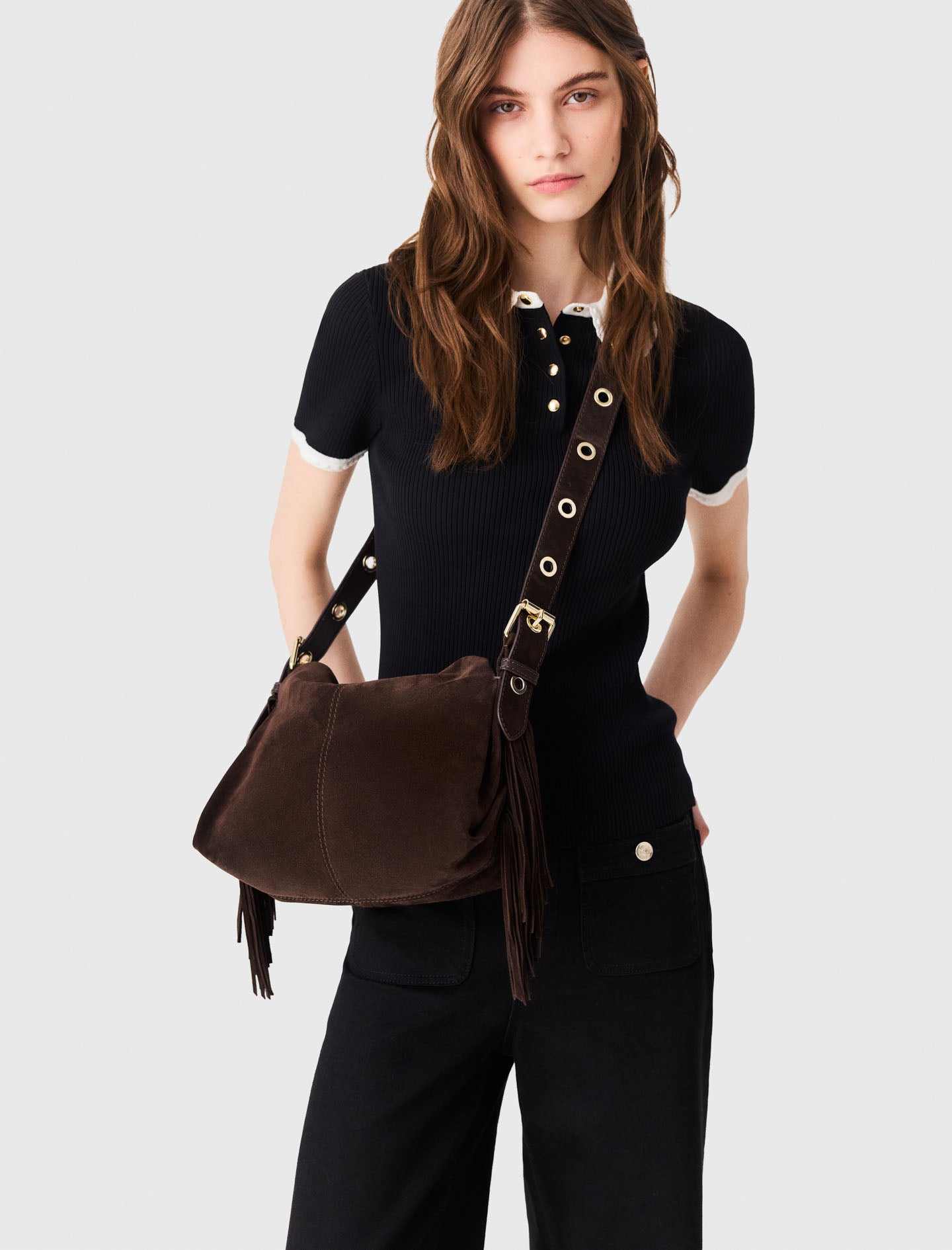 Suede Miss M bag Dark Brown