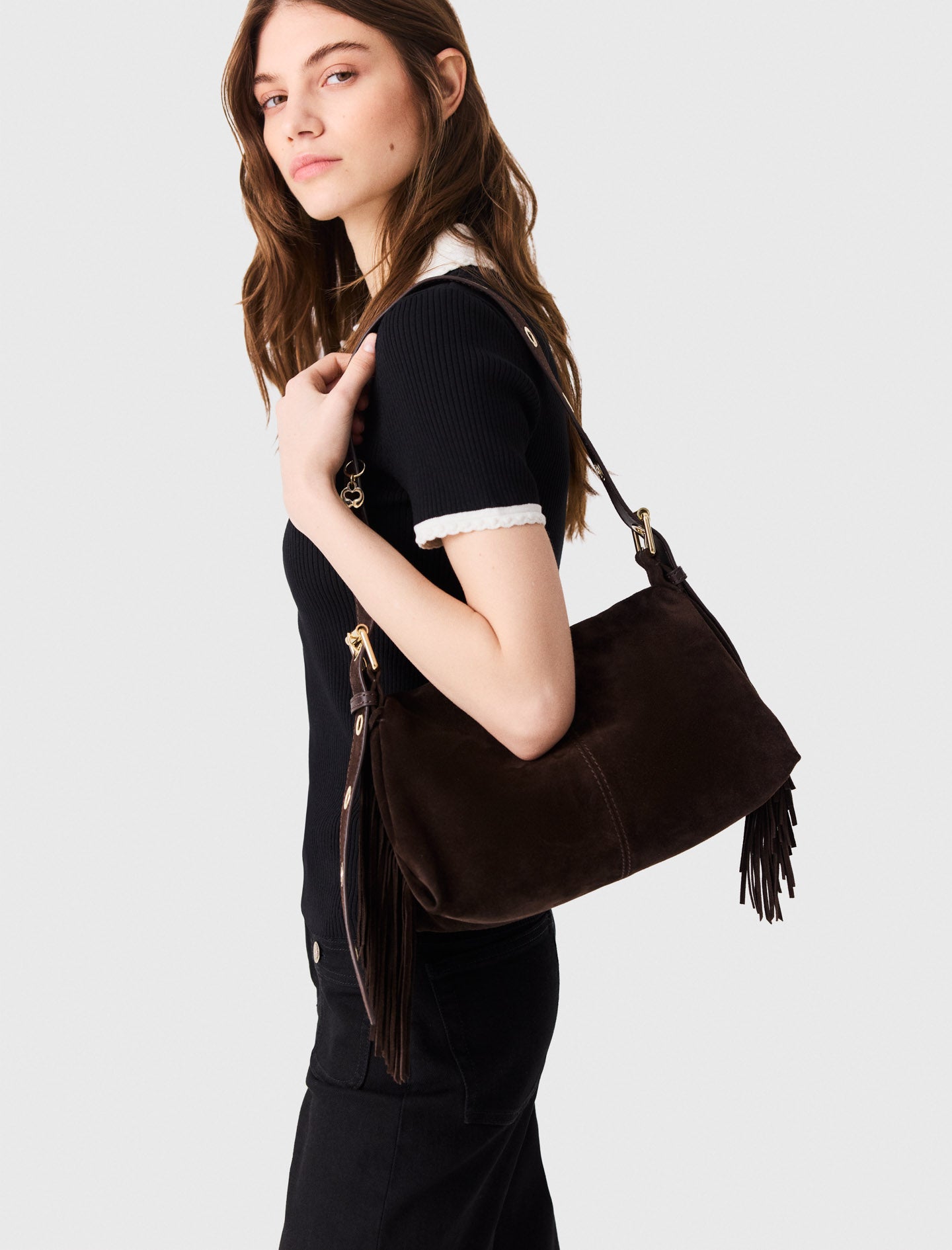 Suede Miss M bag Dark Brown
