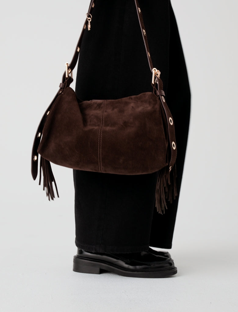 Suede Miss M bag Dark Brown