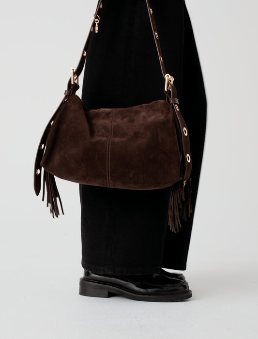 Suede Miss M bag Dark Brown