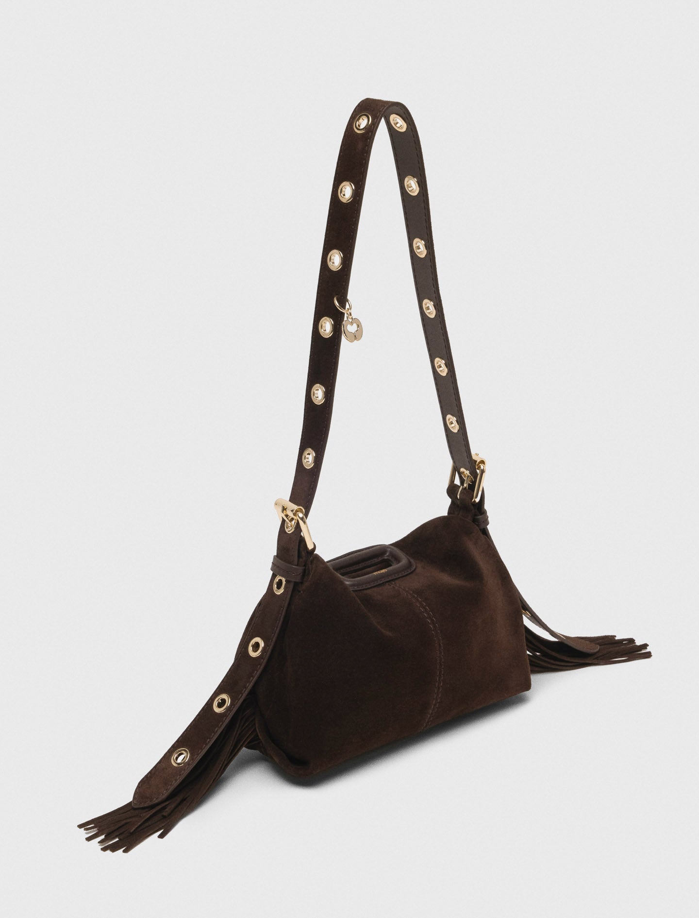 Suede leather mini Miss M bag Dark Brown