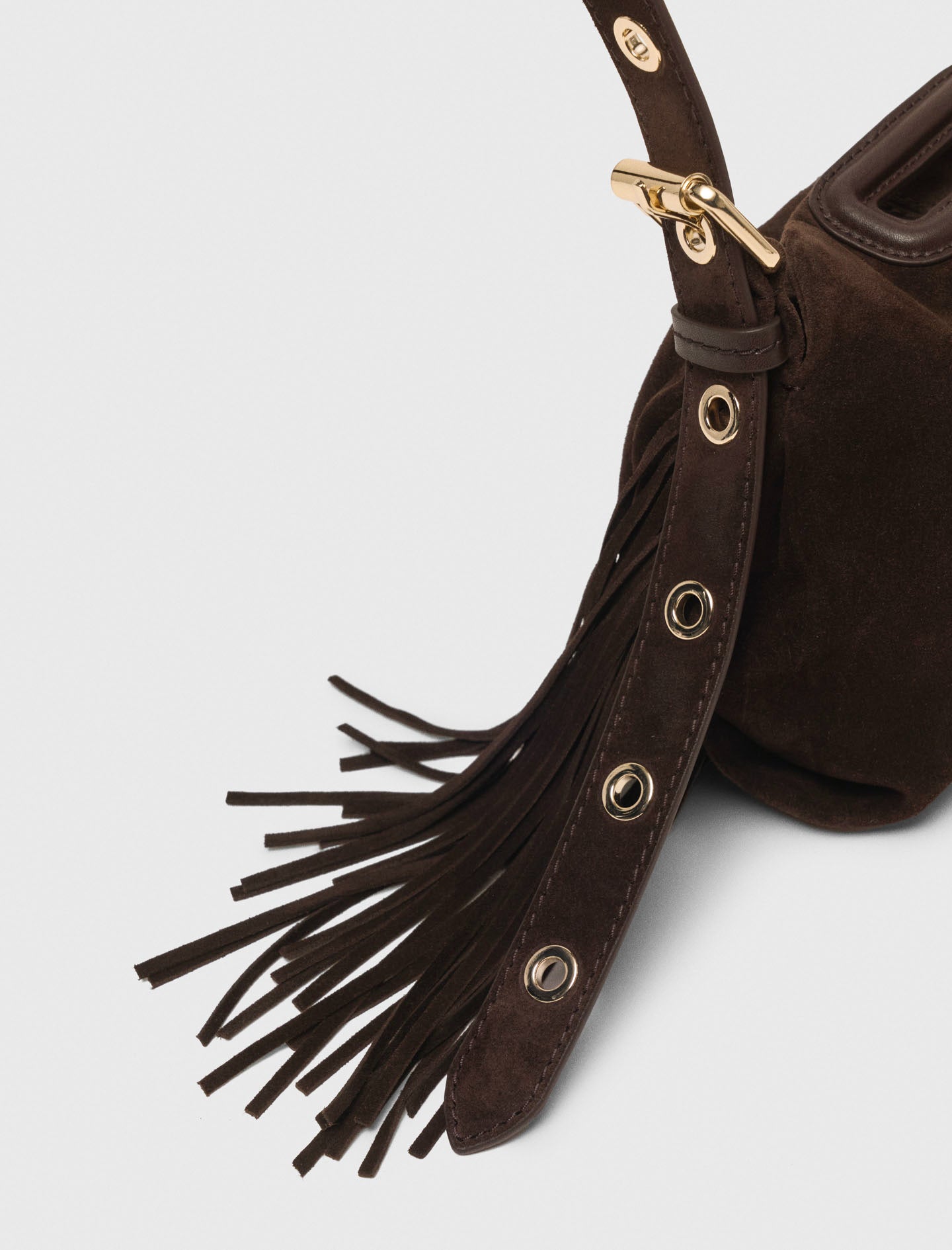 Suede leather mini Miss M bag Dark Brown