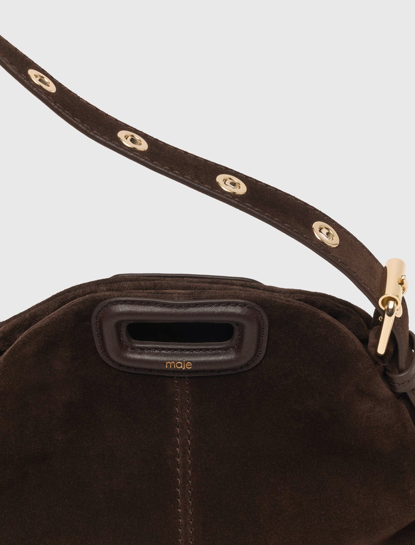 Suede leather mini Miss M bag Dark Brown