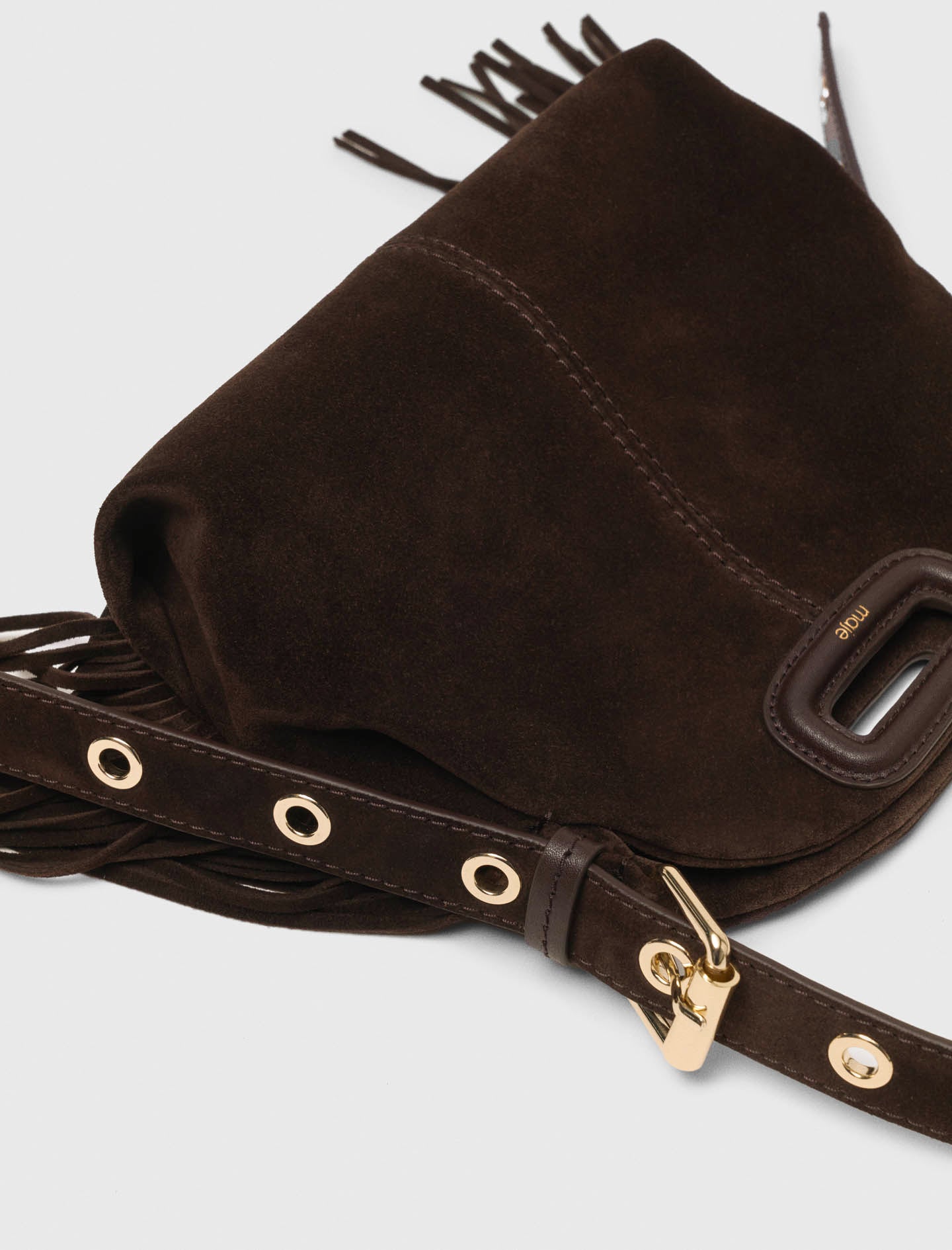 Suede leather mini Miss M bag Dark Brown