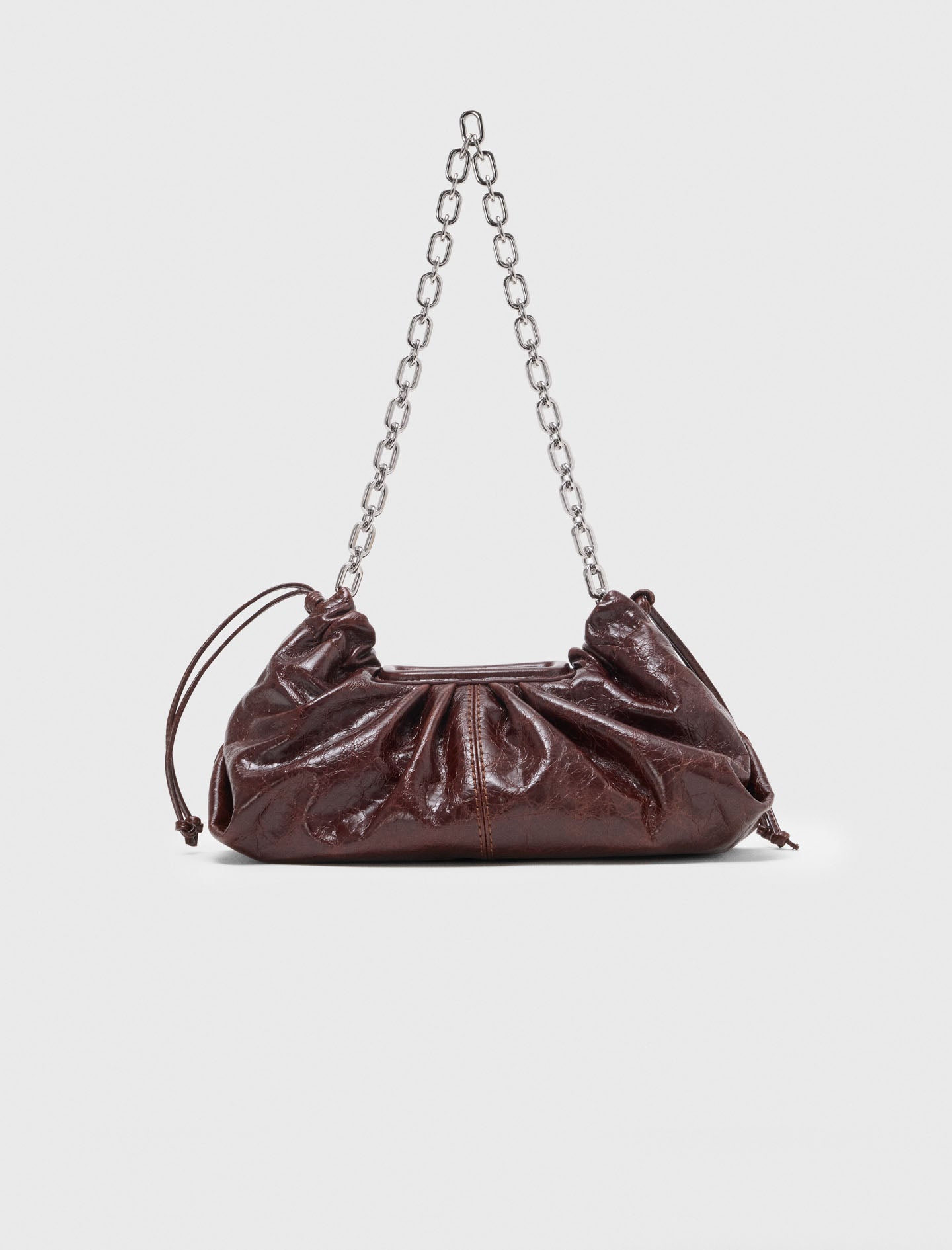 Crackled leather Milpli pouch Dark Brown