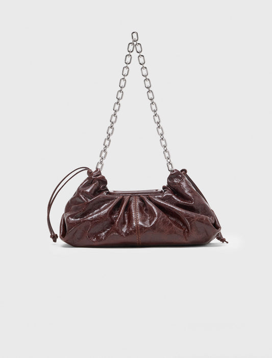 Crackled leather Milpli pouch Dark Brown