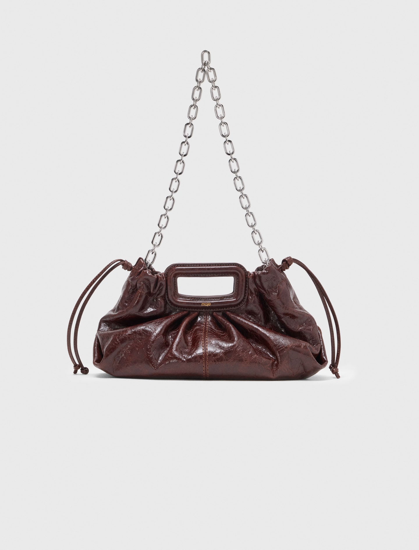 Crackled leather Milpli pouch Dark Brown